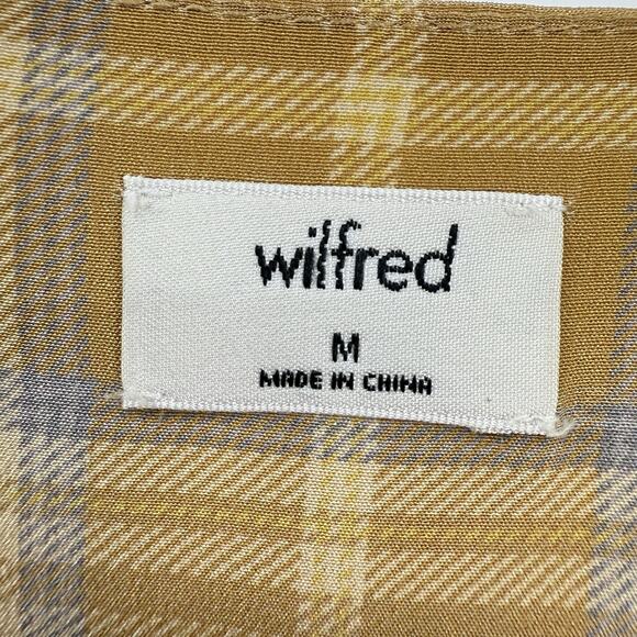 Wilfred Silk V Neck Popover Beige Plaid Long Sleeves Women size Medium - Picture 10 of 10